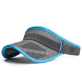 Visière de sport en mesh gris respirant avec bordure bleue pour la course à pied - Gris clair