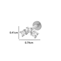 Boucle d'oreille en titane F136 à trois pierres avec zircons de couleur argent - 2# Argent (Arc à trois pierres)