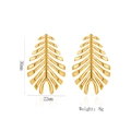 Detailed view of hollow gold leaf earrings with dimensions 36mm by 22mm and 8g weight - Gold (1168)
