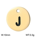 Polished golden stainless steel round pendant with letter J detail, 10mm width - Letter J Gold (KLJ1387-Z)
