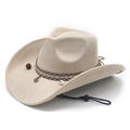 Sombrero vaquero estilo western color caqui con cuentas étnicas y adornos de conchas - M (56-58cm) / Beige