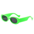 Retro neon green oval sunglasses with bold wide temples and dark lenses for Y2K style - Green Frame Grey Lens