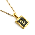 Square 18K gold plated stainless steel necklace with black pendant featuring letter Z - Letter Z (Includes Chain)