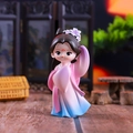 Close-up of a resin Chibi style ancient Chinese doll figure with pink and blue gradient - Zhao Feiyan