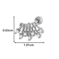 Silver curved zircon cartilage stud with dimensions 1.01cm width and 0.63cm height - Curved Multi-Prong Style (024-4# Silver)