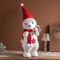 Standing white polar bear Christmas doll wearing red hat and scarf, size 13x11x48cm - Red Hat Bear Style B