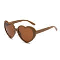 Retro heart-shaped sunglasses with caramel brown frames and dark lenses for women - Solid Coffee Tea Lens Polarized