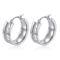 Detailed view of silver hoop earrings with a sophisticated textured braided pattern finish - Round Earrings (MS-826 Earrings) / Steel