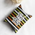 Striped Halloween pillow gift box with Trick or Treat text and colorful patterns - Trick Or Treat Stripe Pillow Box