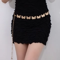 Bohemian gold butterfly waist chain featuring a delicate handmade tassel and woven metal design - Golden Butterfly Chain (X503-10)