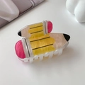 Creative yellow pencil claw clip with marble texture acrylic finish for students - Yellow Pencil