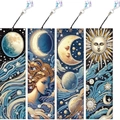 Set di 4 segnalibri fai-da-te 5D diamond painting con motivi mandala sole e luna in PU - SQ-18 (Tema Mito Stelle e Luna/Set di 4) / Molteplici Stili Opzionali