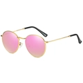 Retro round polarized sunglasses with gold metal frame and rose gold coated lenses - Gold Frame Purple Pink Mirror (Polarized) C20