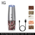Electric pepper grinder in stainless steel and acrylic with Type-C USB cable - Model 591A / Steel Color