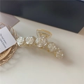 Elegant white rose hair claw clip made of clear acrylic with a gold-tone spring - Large Flower Style