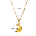 Luxury 18K gold star and moon pendant necklace with blue zircon and size dimensions - 6205/Star & Moon