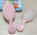Mini pink portable scalp massage hairbrush with air cushion for kids and women - Injection Pink White Cushion