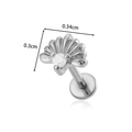 Silver F136 titanium labret stud with fan-shaped cubic zirconia and size dimensions - 1# Silver Shell Style