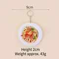 Realistic 9cm miniature spaghetti plate keychain with green peppers and meat details - 9cm / Shredded Pork Fried Noodles - Keychain