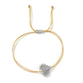 Bracciale cordino dorato fatto a mano con ciondolo a cuore in argento e chiusura regolabile - Cuore d'argento con filo dorato (X-B25021903I)