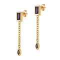 Eleganti orecchini in argento S925 dorato con zircone nero e lunga catena pendente - Zircone Nero (Placcato Oro)