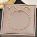 Elegant 18k gold-plated snake chain bracelet with adjustable slider and metal beads - Gold Slider Snake Chain (567)