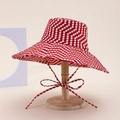 Red and white polka dot wide brim sun hat with adjustable cotton windproof strap - Polka Dot Style / Red