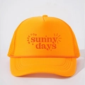 Casquette trucker orange avec imprimé MADE FOR sunny days, devant en mousse et dos en filet - Orange