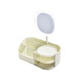 Beige makeup organizer with LED mirror, storage compartments and clear drawers - Medium (With Mirror) / Milk Yellow