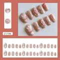 3D Lilien-Blumen-Kunstnägel mit Perlmutt-Verlauf und Blasenperlen-Dekor, 30er Set - Z1196 Lilie Eisblume (Klebertyp)