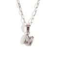 Silver paperclip chain necklace featuring a 3D bubble style letter N pendant charm - Silver-N