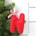 Christmas letter N ornament in red felt with plaid bow and golden bell detail - N-Bell