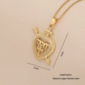 Golden heart necklace with MOM lettering and cross detail in a luxury gold finish - MOM Arrow Heart Cross Style (9#)