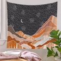 Hanging starry sky and moon tapestry above a cozy sofa area with decorative props - 73X95CM / Brushed Fabric / QY626-2/Starry Mountain