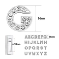 Silberne Strass A-Z Buchstaben-Schiebeperlen für 10mm DIY-Armbänder und Uhrenarmbänder - Buchstabe A / 10mm