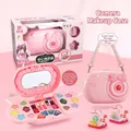 Set de maquillage pour enfants en forme d'appareil photo rose avec fard et pinceaux - Boîte de Maquillage en Forme d'Appareil Photo