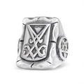 Anello gotico sigillo di Lucifero in acciaio inossidabile con dettagli pentacolo - US 7 / Color Acciaio