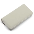Light grey pebble leather long zip wallet featuring minimalist texture and silver hardware - 20*10*2.5CM / Off White