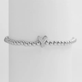 Silver beaded elastic bracelet featuring a polished metallic capital letter Y pendant - Silver Y