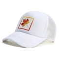 Cappellino trucker bianco con toppa foglia d'acero e rete traspirante per sport all'aperto - L (58-60cm) / Bianco