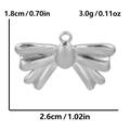 Detailed size view of a polished stainless steel bow pendant measuring 2.6cm by 1.8cm - Large 3D Bow / Silver