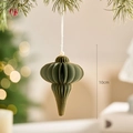 Addobbo natalizio a nido d'ape verde scuro con glitter dorati e perla bianca, 10 cm - goccia / Pendaglio in Carta di Natale Verde Scuro Stile A