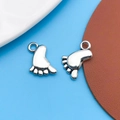 Silver tibetan alloy baby feet pendants with rings for DIY jewelry making - 1pc Antique Silver Footprint 10x15mm