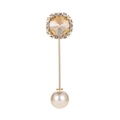Elegant gold-tone safety pin brooch with champagne crystal and white teardrop pearl - Gold Champagne