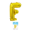 Golden foil balloon in letter F shape for birthday party decoration in retail packaging - Letter F (With Backing Card) / 16" / Gold