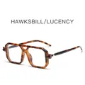 Modern tortoiseshell double bridge square sunglasses with clear lenses and vintage pattern - Tortoise Frame Clear Lens