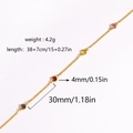 Detailed dimensions of gold chain necklace with colorful round stones on white background - Multicolor Round Gemstone Simple Chain (Style 3)