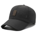 Berretto da baseball in mesh grigio scuro ad asciugatura rapida con patch sportiva in pelle - Regolabile / grigio scuro