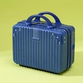 Mini 14-inch navy blue makeup suitcase with vertical stripes and gold rivet accents - 14" / Royal Blue