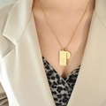Hip hop street style double pendant necklace in 18K gold finish with amazing mind engraving - Gold (P876-50+5cm)